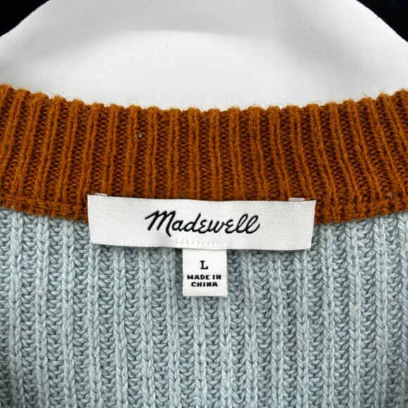 MADEWELL Rainbow Stripe Thompson Pocket Knit Crew Neck Pullover Sweater Large - Picture 8 of 9